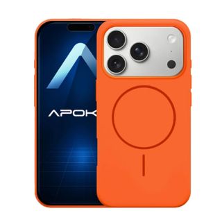 Capa Silicone Apple Iphone 17 Pro Max Laranja Magsafe